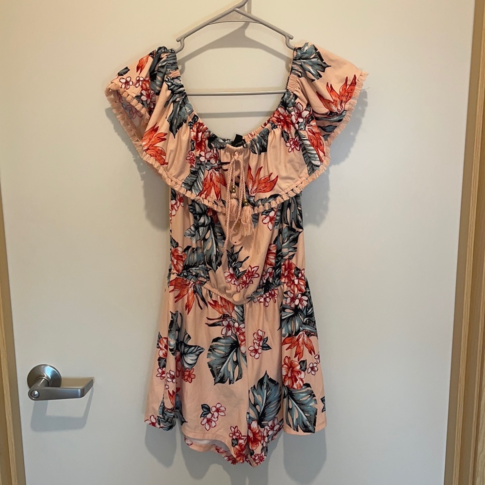 Pink off the shoulder romper